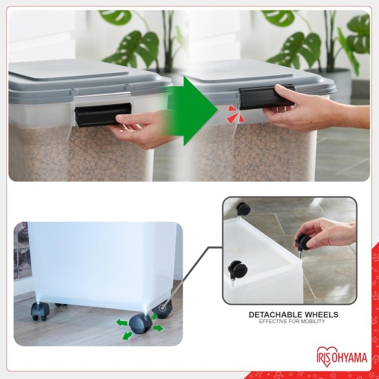 Iris Ohyama Cat Food Storage with Wheels, 30 + 10 L, Black, Airtight Food Box, Dry Food, Food Container, for Dogs, Cats, Pet Food Container, Shovel, BPA-Free, Food Bin Iris Ohyama Cat Food Storage with Wheels, 30 + 10 L, Black, Airtight Food Box, Dry Food, Food Container, for Dogs, Cats, Pet Food Container, Shovel, BPA-Free, Food Bin