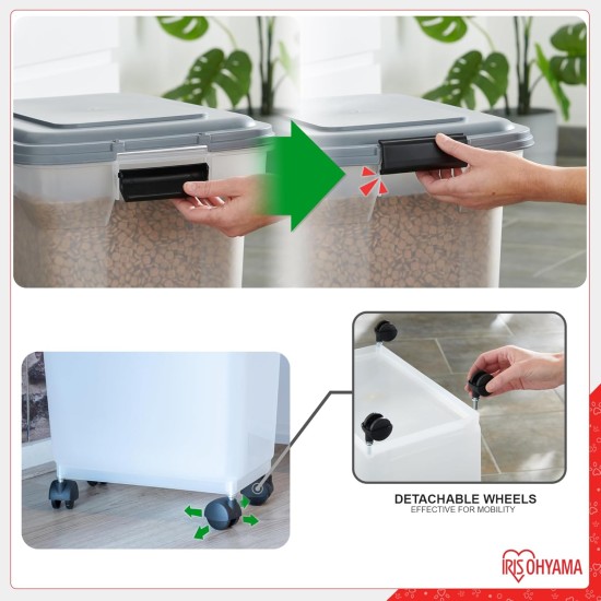 Iris Ohyama Cat Food Storage with Wheels, 30 + 10 L, Black, Airtight Food Box, Dry Food, Food Container, for Dogs, Cats, Pet Food Container, Shovel, BPA-Free, Food Bin Iris Ohyama Cat Food Storage with Wheels, 30 + 10 L, Black, Airtight Food Box, Dry Food, Food Container, for Dogs, Cats, Pet Food Container, Shovel, BPA-Free, Food Bin