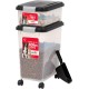 Iris Ohyama Cat Food Storage with Wheels, 30 + 10 L, Black, Airtight Food Box, Dry Food, Food Container, for Dogs, Cats, Pet Food Container, Shovel, BPA-Free, Food Bin