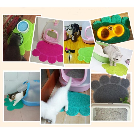 JOYJULY PVC Pet Dog Cat Puppy Kitten Dish Bowl Food Water Placemat Mat Paw Shape (Grey) JOYJULY PVC Pet Dog Cat Puppy Kitten Dish Bowl Food Water Placemat Mat Paw Shape (Grey)