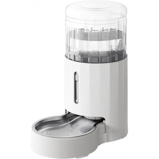 JUNSPOW 4L Cat Drinker with Stainless Steel Bowl, Automatic Feeding Gravity Pet Water Dispenser for Dogs, Large Drinking Bottles Bowls for Cats/Dogs - White JUNSPOW 4L Cat Drinker with Stainless Steel Bowl, Automatic Feeding Gravity Pet Water Dispenser for Dogs, Large Drinking Bottles Bowls for Cats/Dogs - White