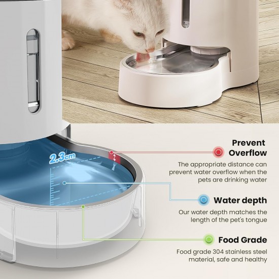JUNSPOW 4L Cat Drinker with Stainless Steel Bowl, Automatic Feeding Gravity Pet Water Dispenser for Dogs, Large Drinking Bottles Bowls for Cats/Dogs - White JUNSPOW 4L Cat Drinker with Stainless Steel Bowl, Automatic Feeding Gravity Pet Water Dispenser for Dogs, Large Drinking Bottles Bowls for Cats/Dogs - White