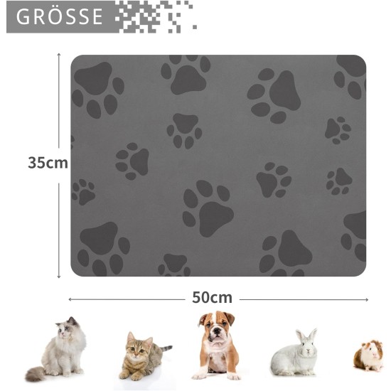 JanYoo Bowl Mat, Cat Feeding Bowl Mat, 50 x 35 cm, Waterproof Pet Feeding Mats, Non-Slip Mat, Cat Bowl, Feeding Mat, Cat Food, Feeding Bowl Mat (Grey) JanYoo Bowl Mat, Cat Feeding Bowl Mat, 50 x 35 cm, Waterproof Pet Feeding Mats, Non-Slip Mat, Cat Bowl, Feeding Mat, Cat Food, Feeding Bowl Mat (Grey)