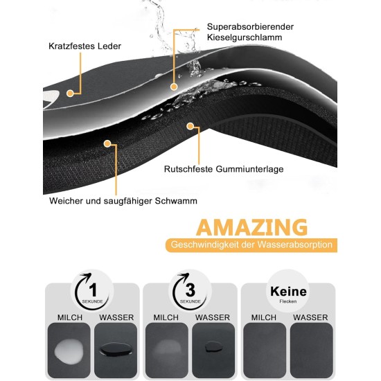 KAZOLEN Dog Food Mat Absorbent Non-Slip Grey Large Pet Feeding Mat 40 x 60 cm Personalised Rubber Cat Place Mat KAZOLEN Dog Food Mat Absorbent Non-Slip Grey Large Pet Feeding Mat 40 x 60 cm Personalised Rubber Cat Place Mat