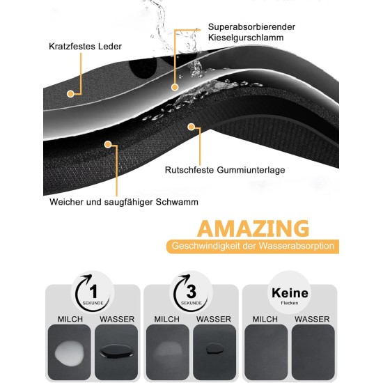 KAZOLEN Dog Food Mat Absorbent Non-Slip Grey Large Pet Feeding Mat 40 x 60 cm Personalised Rubber Cat Place Mat KAZOLEN Dog Food Mat Absorbent Non-Slip Grey Large Pet Feeding Mat 40 x 60 cm Personalised Rubber Cat Place Mat