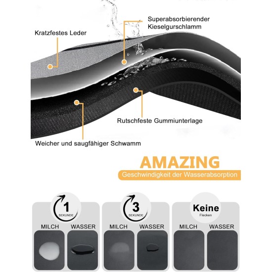 KAZOLEN Dog Food Mat Absorbent Non-Slip Grey Large Pet Feeding Mat 40 x 60 cm Personalised Rubber Cat Place Mat KAZOLEN Dog Food Mat Absorbent Non-Slip Grey Large Pet Feeding Mat 40 x 60 cm Personalised Rubber Cat Place Mat