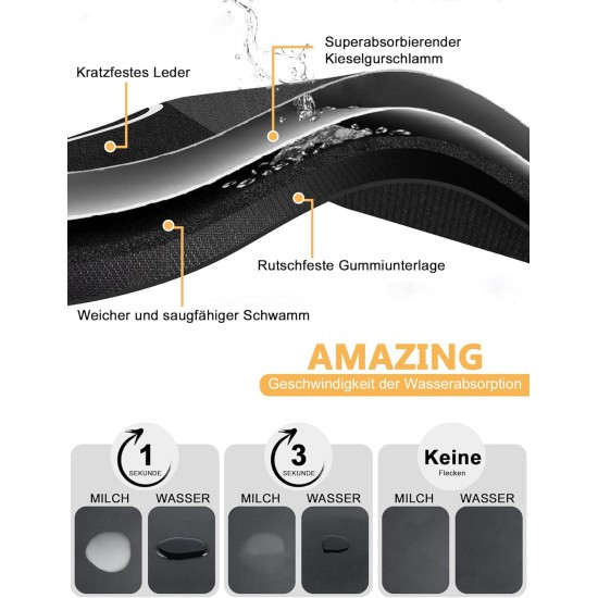 KAZOLEN Dog Food Mat Absorbent Non-Slip Grey Large Pet Feeding Mat 40 x 60 cm Personalised Rubber Cat Place Mat KAZOLEN Dog Food Mat Absorbent Non-Slip Grey Large Pet Feeding Mat 40 x 60 cm Personalised Rubber Cat Place Mat