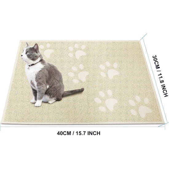 KINGCOO Cat Litter Mat, Waterproof Cat Litter Box, Throw Mat, Catcher, Trapper Table, Food Mat for Dogs, Cats, PVC, 30 x 40 cm (Beige) KINGCOO Cat Litter Mat, Waterproof Cat Litter Box, Throw Mat, Catcher, Trapper Table, Food Mat for Dogs, Cats, PVC, 30 x 40 cm (Beige)