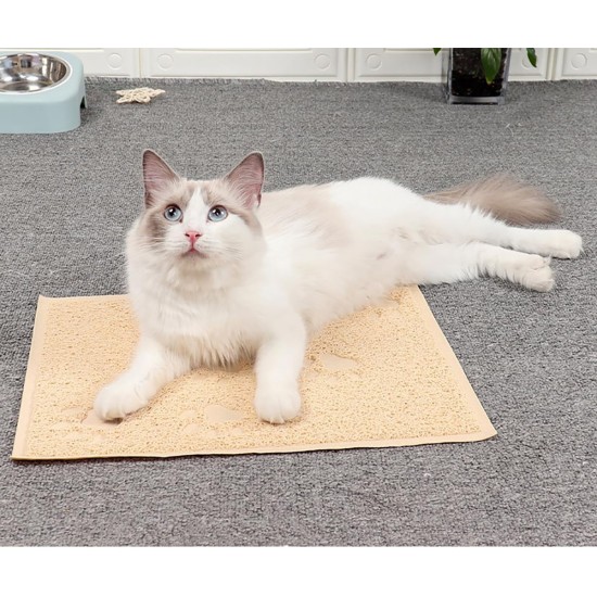 KINGCOO Cat Litter Mat, Waterproof Cat Litter Box, Throw Mat, Catcher, Trapper Table, Food Mat for Dogs, Cats, PVC, 30 x 40 cm (Beige) KINGCOO Cat Litter Mat, Waterproof Cat Litter Box, Throw Mat, Catcher, Trapper Table, Food Mat for Dogs, Cats, PVC, 30 x 40 cm (Beige)