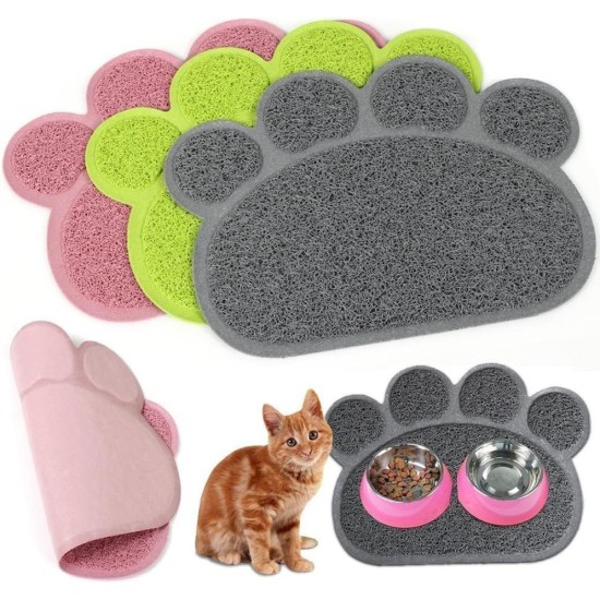 KINGCOO Dog Mat Pad, Cat Litter Tray Mattress, Pet Place Mat, Table Mat for Dogs and Cats, 30 x 40 cm, Small Elastic PVC Paw Design (Grey) KINGCOO Dog Mat Pad, Cat Litter Tray Mattress, Pet Place Mat, Table Mat for Dogs and Cats, 30 x 40 cm, Small Elastic PVC Paw Design (Grey)