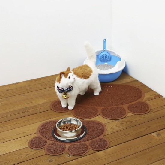 KINGCOO Dog Mat Pad, Cat Litter Tray Mattress, Pet Place Mat, Table Mat for Dogs and Cats, 30 x 40 cm, Small Elastic PVC Paw Design (Grey) KINGCOO Dog Mat Pad, Cat Litter Tray Mattress, Pet Place Mat, Table Mat for Dogs and Cats, 30 x 40 cm, Small Elastic PVC Paw Design (Grey)