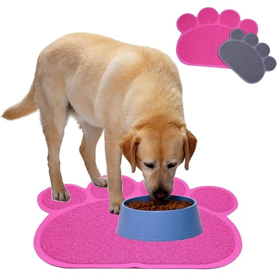 KINGCOO Dog Mat Pad, Cat Litter Tray Mattress, Pet Place Mat, Table Mat for Dogs and Cats, 30 x 40 cm, Small Elastic PVC Paw Design (Grey) KINGCOO Dog Mat Pad, Cat Litter Tray Mattress, Pet Place Mat, Table Mat for Dogs and Cats, 30 x 40 cm, Small Elastic PVC Paw Design (Grey)