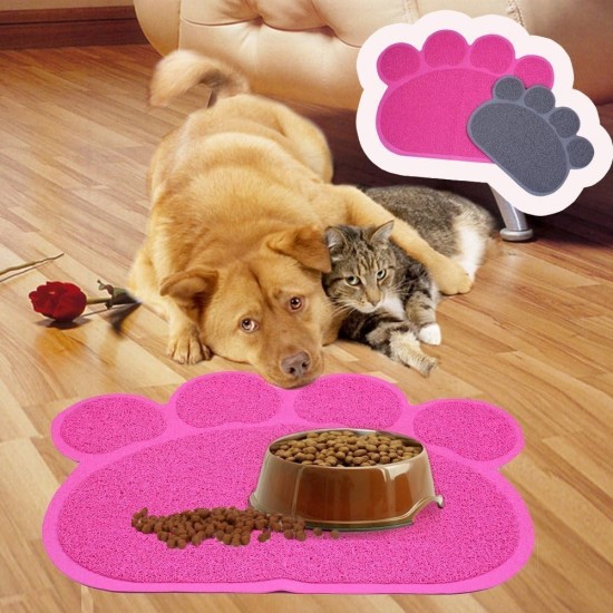 KINGCOO Dog Mat Pad, Cat Litter Tray Mattress, Pet Place Mat, Table Mat for Dogs and Cats, 30 x 40 cm, Small Elastic PVC Paw Design (Grey) KINGCOO Dog Mat Pad, Cat Litter Tray Mattress, Pet Place Mat, Table Mat for Dogs and Cats, 30 x 40 cm, Small Elastic PVC Paw Design (Grey)