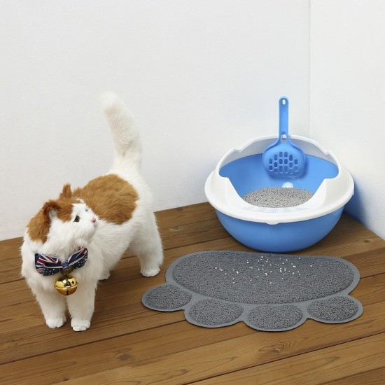 KINGCOO Dog Mat Pad, Cat Litter Tray Mattress, Pet Place Mat, Table Mat for Dogs and Cats, 30 x 40 cm, Small Elastic PVC Paw Design (Grey) KINGCOO Dog Mat Pad, Cat Litter Tray Mattress, Pet Place Mat, Table Mat for Dogs and Cats, 30 x 40 cm, Small Elastic PVC Paw Design (Grey)