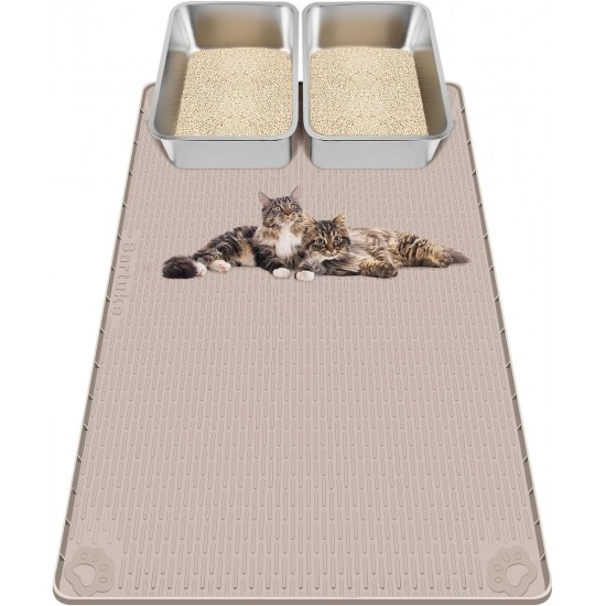 Kalolary Extra Large Cat Litter Mat - Cat Bowl Silicone Litter Mat for Litter Control, Soft for Cat Paws, Waterproof & Easy to Clean (Grey, 130 x 65 cm) Kalolary Extra Large Cat Litter Mat - Cat Bowl Silicone Litter Mat for Litter Control, Soft for Cat Paws, Waterproof & Easy to Clean (Grey, 130 x 65 cm)
