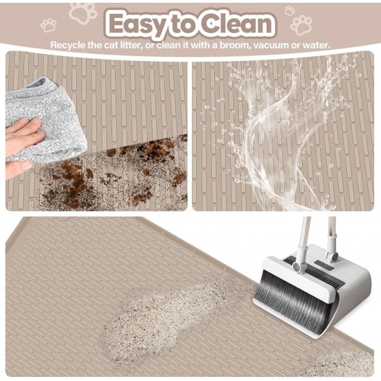 Kalolary Extra Large Cat Litter Mat - Cat Bowl Silicone Litter Mat for Litter Control, Soft for Cat Paws, Waterproof & Easy to Clean (Grey, 130 x 65 cm) Kalolary Extra Large Cat Litter Mat - Cat Bowl Silicone Litter Mat for Litter Control, Soft for Cat Paws, Waterproof & Easy to Clean (Grey, 130 x 65 cm)