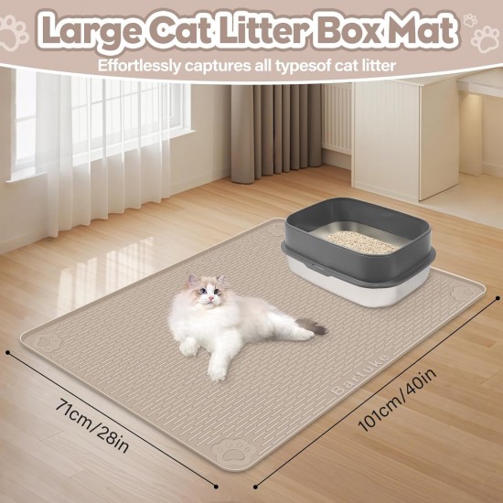 Kalolary Extra Large Cat Litter Mat - Cat Bowl Silicone Litter Mat for Litter Control, Soft for Cat Paws, Waterproof & Easy to Clean (Grey, 130 x 65 cm) Kalolary Extra Large Cat Litter Mat - Cat Bowl Silicone Litter Mat for Litter Control, Soft for Cat Paws, Waterproof & Easy to Clean (Grey, 130 x 65 cm)