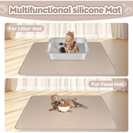 Kalolary Extra Large Cat Litter Mat - Cat Bowl Silicone Litter Mat for Litter Control, Soft for Cat Paws, Waterproof & Easy to Clean (Grey, 130 x 65 cm) Kalolary Extra Large Cat Litter Mat - Cat Bowl Silicone Litter Mat for Litter Control, Soft for Cat Paws, Waterproof & Easy to Clean (Grey, 130 x 65 cm)