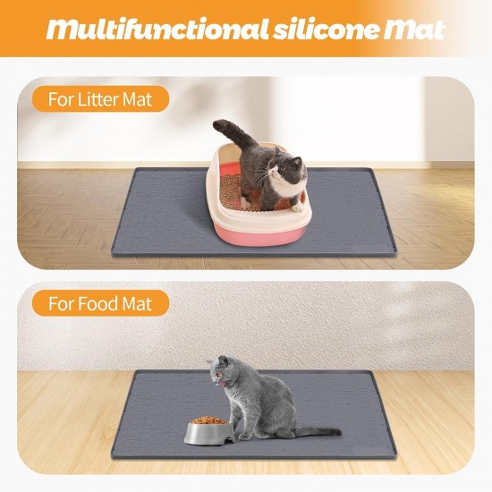 Kalolary Extra Large Cat Litter Mat - Cat Bowl Silicone Litter Mat for Litter Control, Soft for Cat Paws, Waterproof & Easy to Clean (Grey, 130 x 65 cm) Kalolary Extra Large Cat Litter Mat - Cat Bowl Silicone Litter Mat for Litter Control, Soft for Cat Paws, Waterproof & Easy to Clean (Grey, 130 x 65 cm)