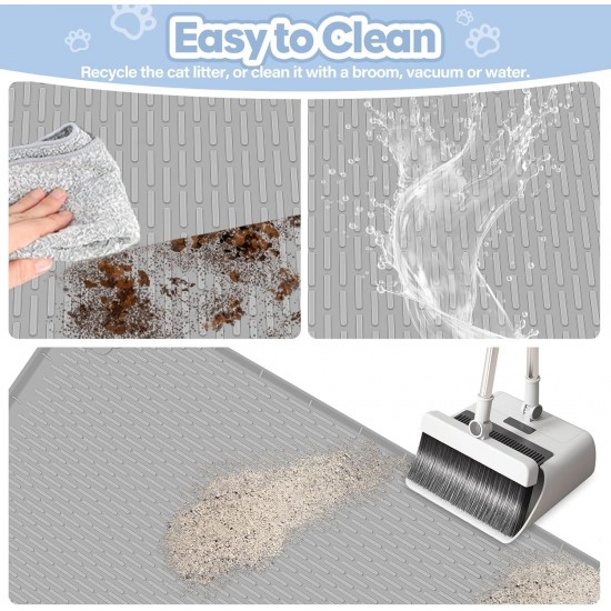 Kalolary Extra Large Cat Litter Mat - Cat Bowl Silicone Litter Mat for Litter Control, Soft for Cat Paws, Waterproof & Easy to Clean (Grey, 130 x 65 cm) Kalolary Extra Large Cat Litter Mat - Cat Bowl Silicone Litter Mat for Litter Control, Soft for Cat Paws, Waterproof & Easy to Clean (Grey, 130 x 65 cm)
