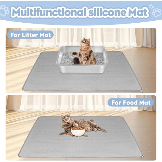 Kalolary Extra Large Cat Litter Mat - Cat Bowl Silicone Litter Mat for Litter Control, Soft for Cat Paws, Waterproof & Easy to Clean (Grey, 130 x 65 cm) Kalolary Extra Large Cat Litter Mat - Cat Bowl Silicone Litter Mat for Litter Control, Soft for Cat Paws, Waterproof & Easy to Clean (Grey, 130 x 65 cm)
