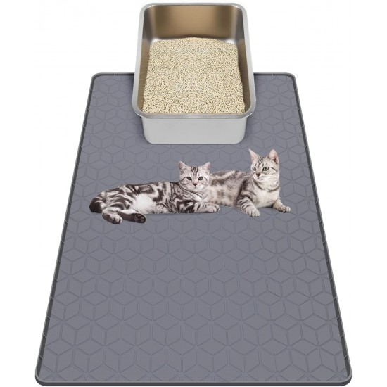 Kalolary Extra Large Cat Litter Mat - Cat Bowl Silicone Litter Mat for Litter Control, Soft for Cat Paws, Waterproof & Easy to Clean (Grey, 130 x 65 cm) Kalolary Extra Large Cat Litter Mat - Cat Bowl Silicone Litter Mat for Litter Control, Soft for Cat Paws, Waterproof & Easy to Clean (Grey, 130 x 65 cm)