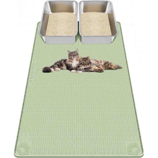 Kalolary Extra Large Cat Litter Mat - Cat Bowl Silicone Litter Mat for Litter Control, Soft for Cat Paws, Waterproof & Easy to Clean (Grey, 130 x 65 cm) Kalolary Extra Large Cat Litter Mat - Cat Bowl Silicone Litter Mat for Litter Control, Soft for Cat Paws, Waterproof & Easy to Clean (Grey, 130 x 65 cm)