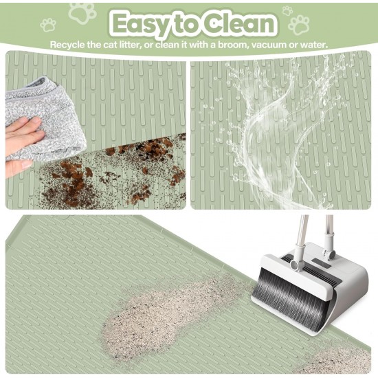 Kalolary Extra Large Cat Litter Mat - Cat Bowl Silicone Litter Mat for Litter Control, Soft for Cat Paws, Waterproof & Easy to Clean (Grey, 130 x 65 cm) Kalolary Extra Large Cat Litter Mat - Cat Bowl Silicone Litter Mat for Litter Control, Soft for Cat Paws, Waterproof & Easy to Clean (Grey, 130 x 65 cm)