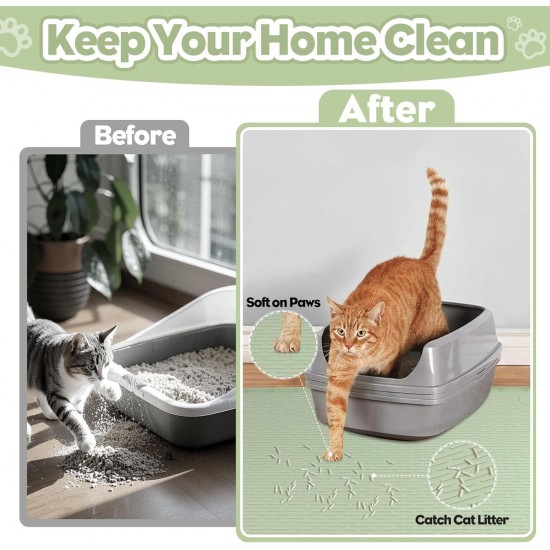 Kalolary Extra Large Cat Litter Mat - Cat Bowl Silicone Litter Mat for Litter Control, Soft for Cat Paws, Waterproof & Easy to Clean (Grey, 130 x 65 cm) Kalolary Extra Large Cat Litter Mat - Cat Bowl Silicone Litter Mat for Litter Control, Soft for Cat Paws, Waterproof & Easy to Clean (Grey, 130 x 65 cm)