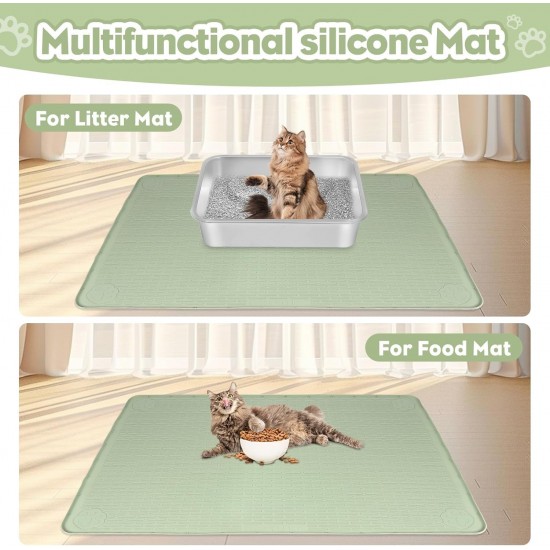 Kalolary Extra Large Cat Litter Mat - Cat Bowl Silicone Litter Mat for Litter Control, Soft for Cat Paws, Waterproof & Easy to Clean (Grey, 130 x 65 cm) Kalolary Extra Large Cat Litter Mat - Cat Bowl Silicone Litter Mat for Litter Control, Soft for Cat Paws, Waterproof & Easy to Clean (Grey, 130 x 65 cm)
