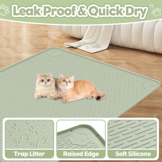 Kalolary Extra Large Cat Litter Mat - Cat Bowl Silicone Litter Mat for Litter Control, Soft for Cat Paws, Waterproof & Easy to Clean (Grey, 130 x 65 cm) Kalolary Extra Large Cat Litter Mat - Cat Bowl Silicone Litter Mat for Litter Control, Soft for Cat Paws, Waterproof & Easy to Clean (Grey, 130 x 65 cm)