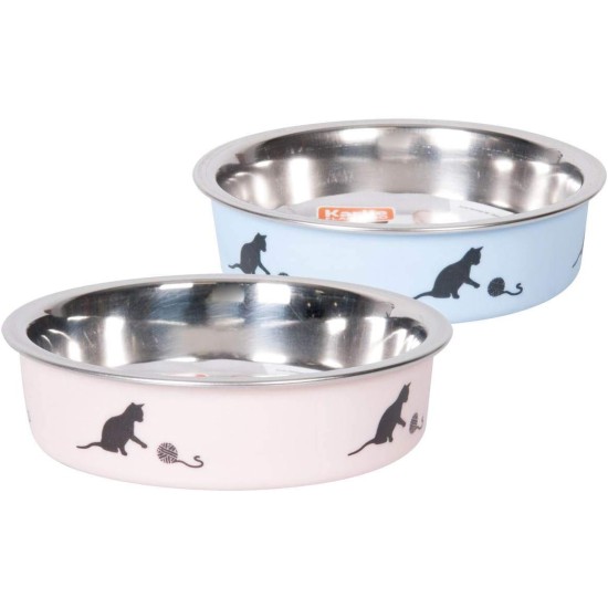 Karlie Ascar Stainless Steel Cat Bowl, Blue, 160 ml, Diameter 10 cm Karlie Ascar Stainless Steel Cat Bowl, Blue, 160 ml, Diameter 10 cm
