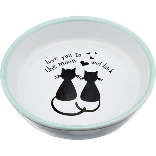 Karlie Hand Painted 2 Cats Cartoon First Class Pottery Cat Dish, 16 cm/ 200 ml Karlie Hand Painted 2 Cats Cartoon First Class Pottery Cat Dish, 16 cm/ 200 ml