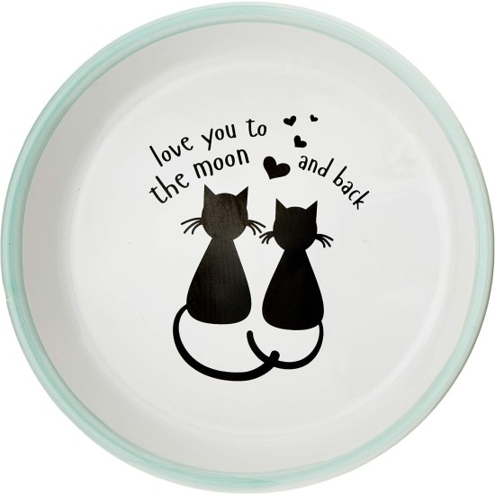 Karlie Hand Painted 2 Cats Cartoon First Class Pottery Cat Dish, 16 cm/ 200 ml Karlie Hand Painted 2 Cats Cartoon First Class Pottery Cat Dish, 16 cm/ 200 ml