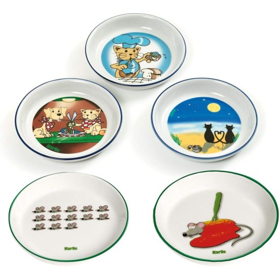 Karlie Hand Painted 2 Cats Cartoon First Class Pottery Cat Dish, 16 cm/ 200 ml Karlie Hand Painted 2 Cats Cartoon First Class Pottery Cat Dish, 16 cm/ 200 ml