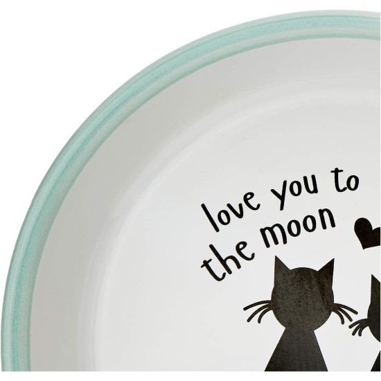 Karlie Hand Painted 2 Cats Cartoon First Class Pottery Cat Dish, 16 cm/ 200 ml Karlie Hand Painted 2 Cats Cartoon First Class Pottery Cat Dish, 16 cm/ 200 ml