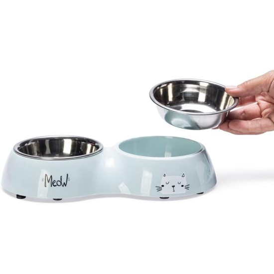 Karlie Rana Cat Bowl Dinner Set 2 Light Blue 522654 400 ml Karlie Rana Cat Bowl Dinner Set 2 Light Blue 522654 400 ml