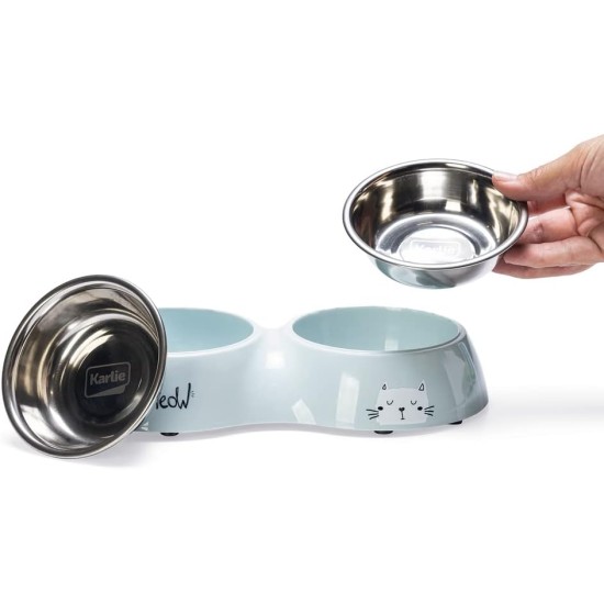 Karlie Rana Cat Bowl Dinner Set 2 Light Blue 522654 400 ml Karlie Rana Cat Bowl Dinner Set 2 Light Blue 522654 400 ml