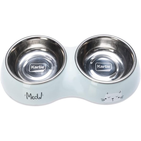 Karlie Rana Cat Bowl Dinner Set 2 Light Blue 522654 400 ml Karlie Rana Cat Bowl Dinner Set 2 Light Blue 522654 400 ml