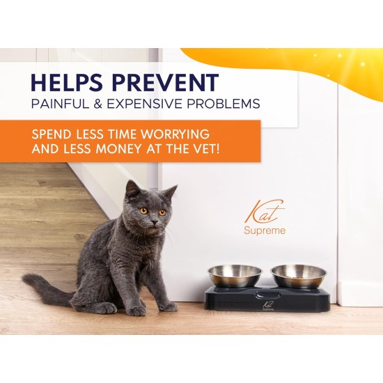 KatSupreme Tilted Cat Food Bowls - Raised Cat Food Bowls, Anti Vomiting Cat Bowl Set, Stainless Steel Cat Bowls with Stand, Orthopaedic Cat Bowl, Elevated Cat Bowls Set KatSupreme Tilted Cat Food Bowls - Raised Cat Food Bowls, Anti Vomiting Cat Bowl Set, Stainless Steel Cat Bowls with Stand, Orthopaedic Cat Bowl, Elevated Cat Bowls Set