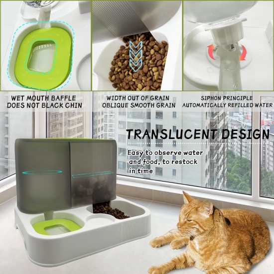 Kathson Automatic Cat Food and Water Dispenser with Large Capacity, All-in-One Gravity Feeder for Small Dogs, Puppies, Cats, Pets (White) Kathson Automatic Cat Food and Water Dispenser with Large Capacity, All-in-One Gravity Feeder for Small Dogs, Puppies, Cats, Pets (White)