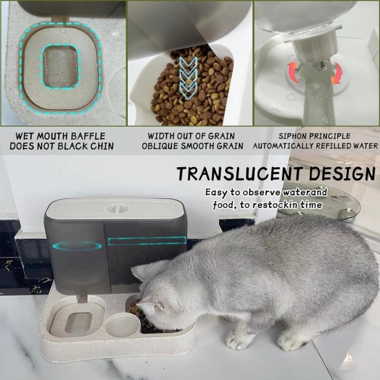 Kathson Automatic Cat Food and Water Dispenser with Large Capacity, All-in-One Gravity Feeder for Small Dogs, Puppies, Cats, Pets (White) Kathson Automatic Cat Food and Water Dispenser with Large Capacity, All-in-One Gravity Feeder for Small Dogs, Puppies, Cats, Pets (White)