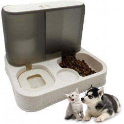 Kathson Automatic Cat Food and Water Dispenser with Large Capacity, All-in-One Gravity Feeder for Small Dogs, Puppies, Cats, Pets (White)
