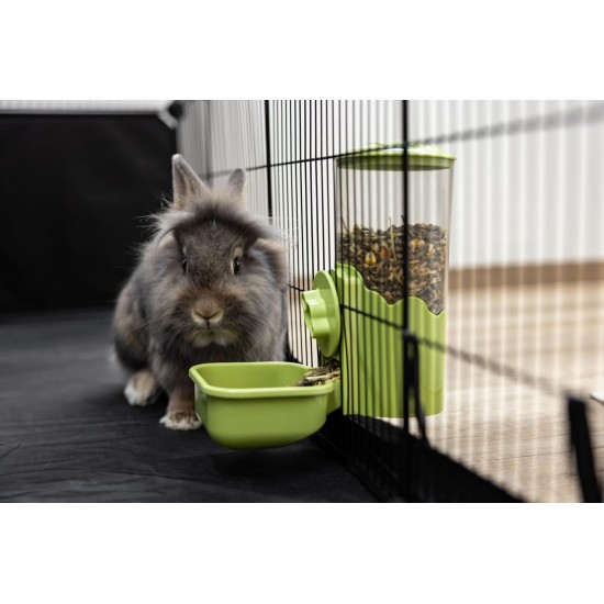 Kerbl Pet Feeder 1000 ml, for Rabbits and Small Animals, Grid Attachment, Automatic Slipping, Robust, Green, Transparent, 11 x 20 x 20 cm Kerbl Pet Feeder 1000 ml, for Rabbits and Small Animals, Grid Attachment, Automatic Slipping, Robust, Green, Transparent, 11 x 20 x 20 cm