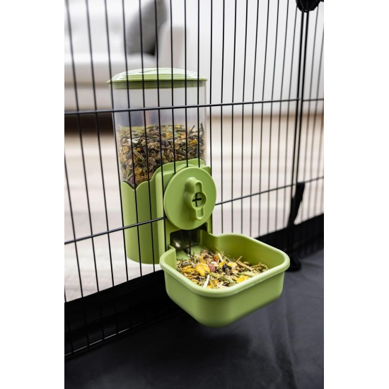 Kerbl Pet Feeder 1000 ml, for Rabbits and Small Animals, Grid Attachment, Automatic Slipping, Robust, Green, Transparent, 11 x 20 x 20 cm Kerbl Pet Feeder 1000 ml, for Rabbits and Small Animals, Grid Attachment, Automatic Slipping, Robust, Green, Transparent, 11 x 20 x 20 cm