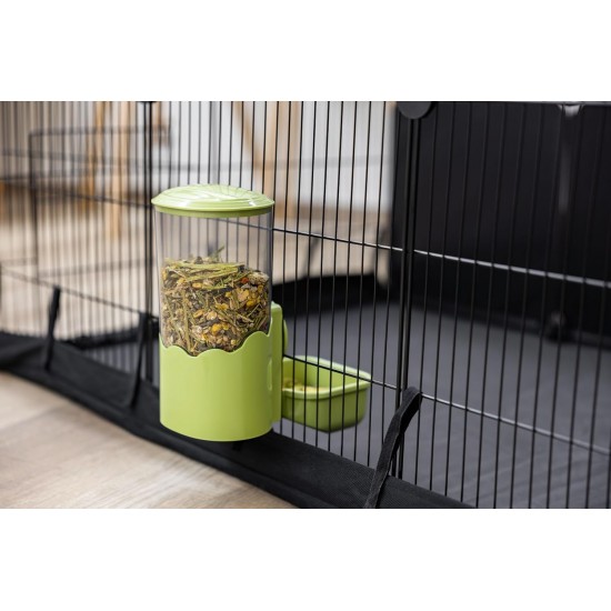 Kerbl Pet Feeder 1000 ml, for Rabbits and Small Animals, Grid Attachment, Automatic Slipping, Robust, Green, Transparent, 11 x 20 x 20 cm Kerbl Pet Feeder 1000 ml, for Rabbits and Small Animals, Grid Attachment, Automatic Slipping, Robust, Green, Transparent, 11 x 20 x 20 cm