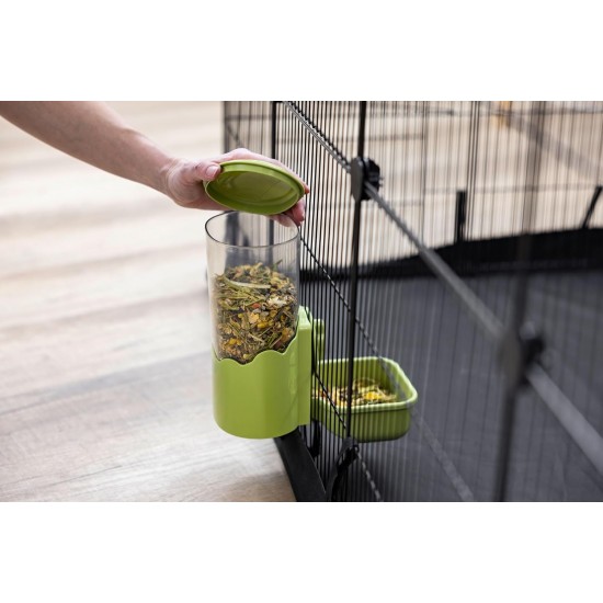 Kerbl Pet Feeder 1000 ml, for Rabbits and Small Animals, Grid Attachment, Automatic Slipping, Robust, Green, Transparent, 11 x 20 x 20 cm Kerbl Pet Feeder 1000 ml, for Rabbits and Small Animals, Grid Attachment, Automatic Slipping, Robust, Green, Transparent, 11 x 20 x 20 cm