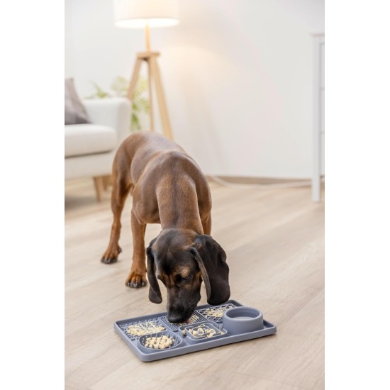 Kerbl Pet Licking Mat XL, for Dogs and Cats, Various Surfaces, Integrated Bowl, Non-Slip, Silicone, Grey, 30 x 20 cm Kerbl Pet Licking Mat XL, for Dogs and Cats, Various Surfaces, Integrated Bowl, Non-Slip, Silicone, Grey, 30 x 20 cm
