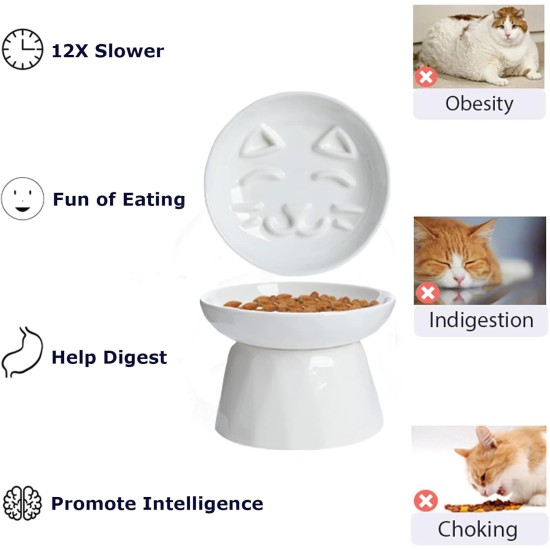 Kopmath Elevated Slow Feeder Bowl for Cats Ceramic Elevated Cats Slow Feeder Healthy Food for Wet and Dry Food Prevent Vomiting Digestion Dishwasher Safe Kopmath Elevated Slow Feeder Bowl for Cats Ceramic Elevated Cats Slow Feeder Healthy Food for Wet and Dry Food Prevent Vomiting Digestion Dishwasher Safe