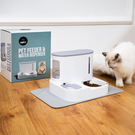 LAOPET Automatic Cat Water Dispenser, Cat Feeder Cat, Cat Bowl, Feeding Bowl, Cat Accessories, Bowl Mat and Scoop LAOPET Automatic Cat Water Dispenser, Cat Feeder Cat, Cat Bowl, Feeding Bowl, Cat Accessories, Bowl Mat and Scoop